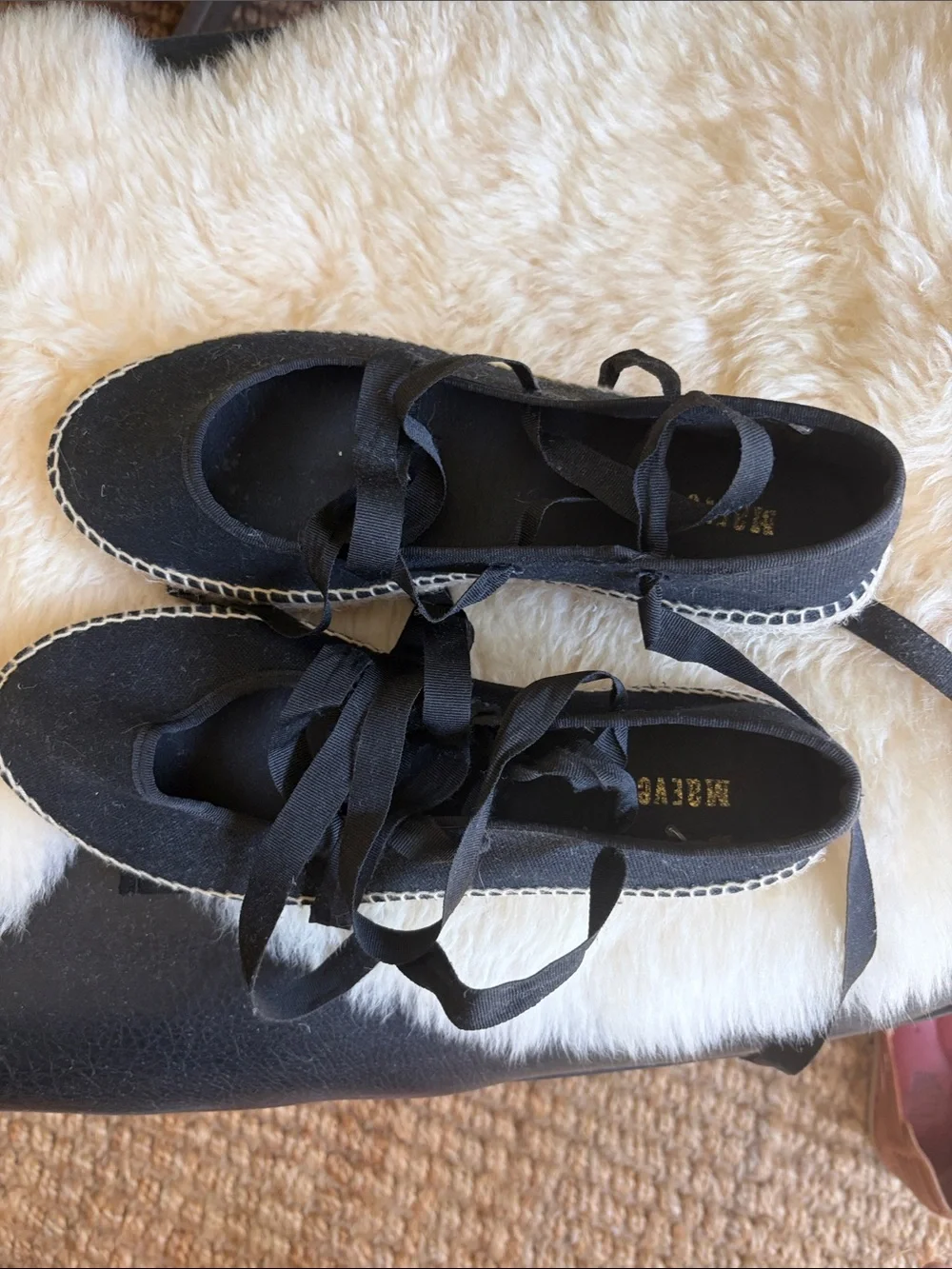 Maeve Black Lace-Up Espadrille Flats